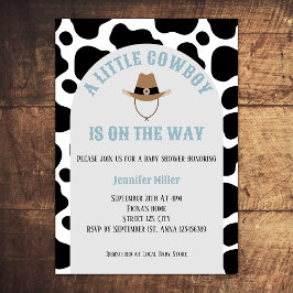 Invitación Western Cowboy Rodeo Cow Print Boy Baby Shower