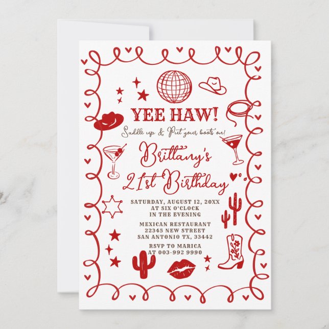 Invitación Western Cowgirl 30th Birthday Invitation (Anverso)