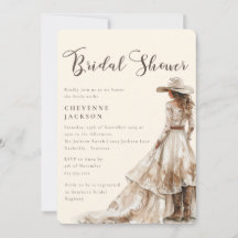 Western Cowgirl and Lace Bridal Shower Invitation