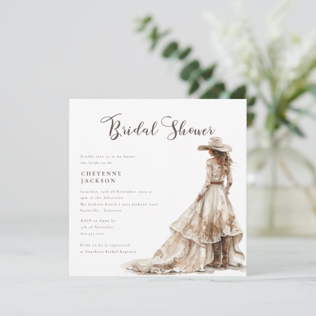 Invitación Western Cowgirl and Lace Cowboy Boots Baby Shower  (Anverso de pie)