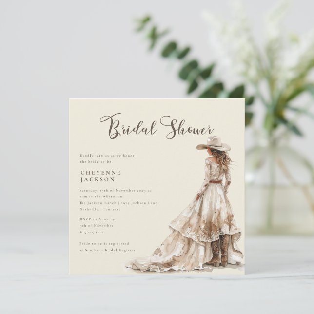 Invitación Western Cowgirl and Lace Cowboy Boots Baby Shower  (Anverso de pie)