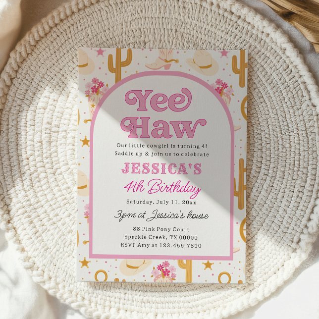 Invitación Western Cowgirl Fourth Rodeo 4th Birthday Party (Subido por el creador)