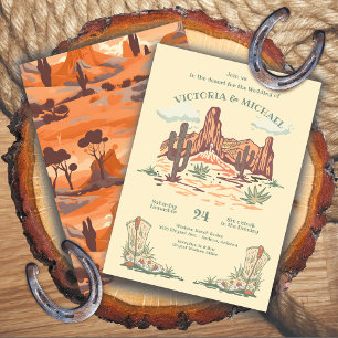 Invitación Western Desert Cactus Cowboy Wedding