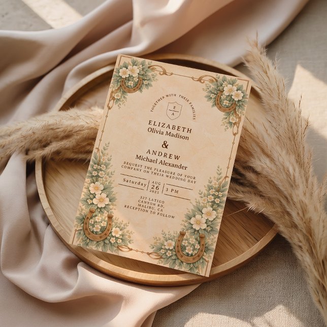 Invitación Western Desert Horseshoe Floral Wedding (Subido por el creador)