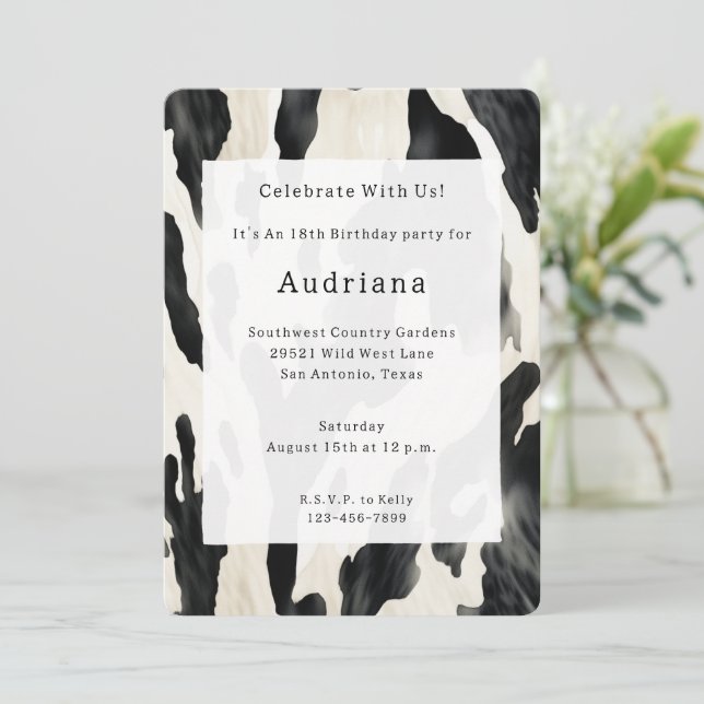 Invitación Western Farm Animal Cow (Anverso de pie)