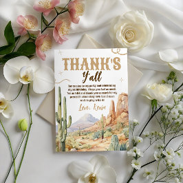 Invitación Western First Birthday Thank You Card
