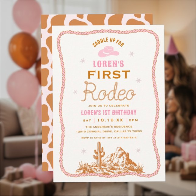 Invitación Western First Rodeo Cowgirl 1st Birthday (Subido por el creador)