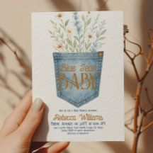 Western Floral Denim Boy Blue Jean Baby Shower