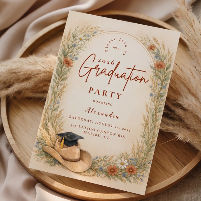 Invitación Western Floral Graduation Party (Subido por el creador)