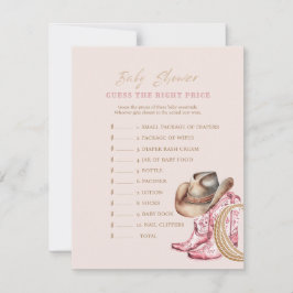 Invitación  Western Guess the Price Baby Shower Game card