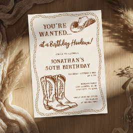 Invitación Western Hand Drawn Cowboy Boots Birthday Party