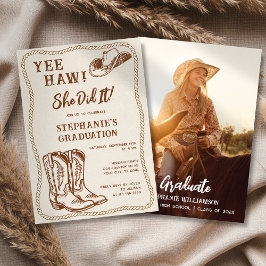 Invitación Western Hand Drawn Cowboy Boots Graduation Party