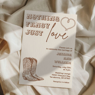 Invitación Western Hand Drawn Nothing Fancy Just Love Wedding