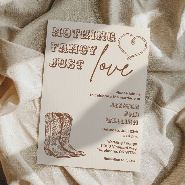 Invitación Western Hand Drawn Nothing Fancy Just Love Wedding (Subido por el creador)