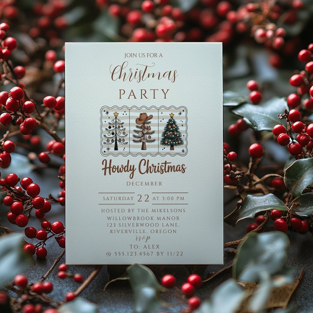 Invitación Western Howdy Cowboy Christmas (Subido por el creador)