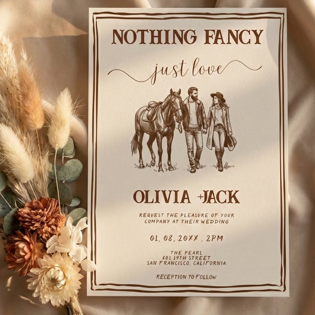 Invitación Western Nothing Fancy Just Love Hand-Drawn wedding (Subido por el creador)