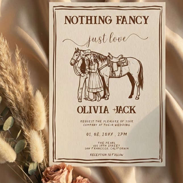 Invitación Western Nothing Fancy Just Love Hand Drawn Wedding (Subido por el creador)