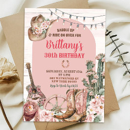Invitación Western Pink Boots Boots Cowgirl Birday Party