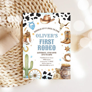 Invitación Western Rodeo Cowboy First Rodeo 1st Birthday