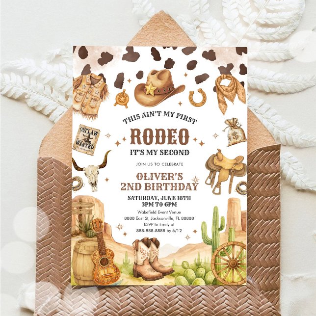 Invitación Western Rodeo Cowboy Second Rodeo 2nd Birthday (Subido por el creador)