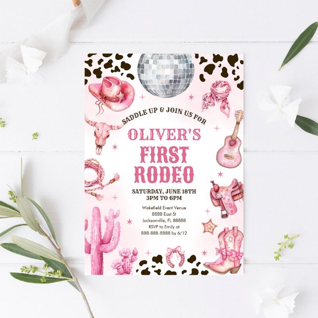 Invitación Western Rodeo Cowgirl First Rodeo 1st Birthday (Subido por el creador)