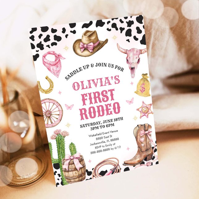 Invitación Western Rodeo Cowgirl First Rodeo 1st Birthday (Subido por el creador)
