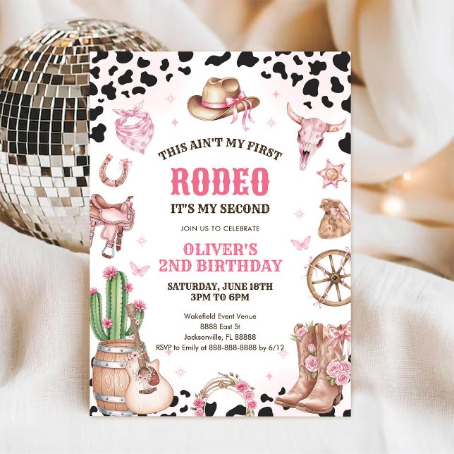 Invitación Western Rodeo Cowgirl Second Rodeo 2nd Birthday (Subido por el creador)
