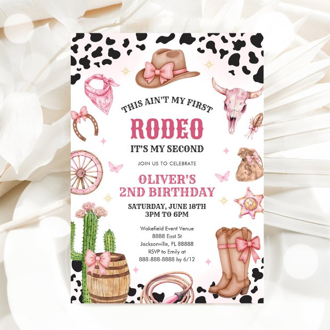 Invitación Western Rodeo Cowgirl Second Rodeo 2nd Birthday (Subido por el creador)