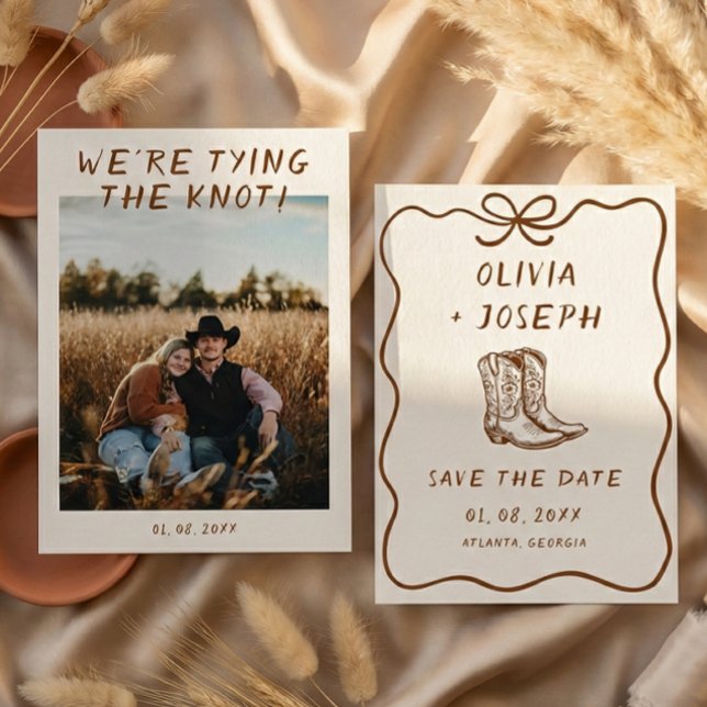 Invitación Western Rustic Cowboy Boots Photo Save the Date (Subido por el creador)