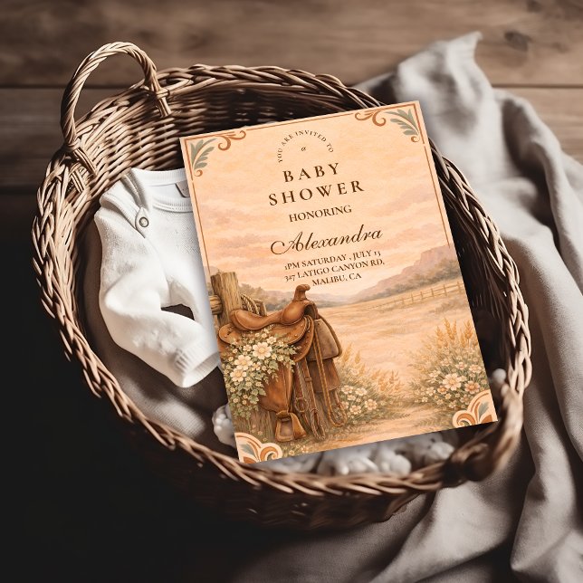 Invitación Western Saddle Wildflower Baby Shower (Subido por el creador)