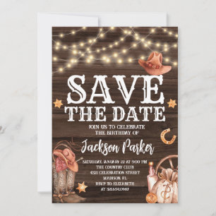 Invitación Western Save the Date Birthday Country Birthday