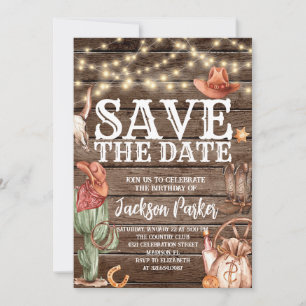 Invitación Western Save the Date Birthday Country Birthday