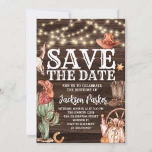 Invitación Western Save the Date Birthday Country Birthday