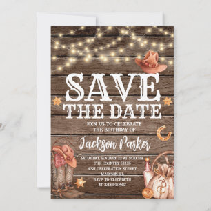 Invitación Western Save the Date Birthday Country Birthday