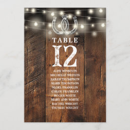 Invitación Western String Lights Table Number Seating Chart