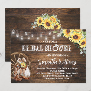 Invitación Western Sunflower Bridal Shower Country Wedding