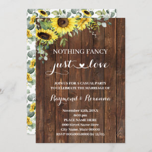Invitación Western Sunflower Nothing Fancy just Love Boda