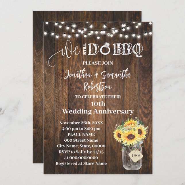 Invitación Western Sunflowers We still do Wedding Anniversary (Anverso / Reverso)