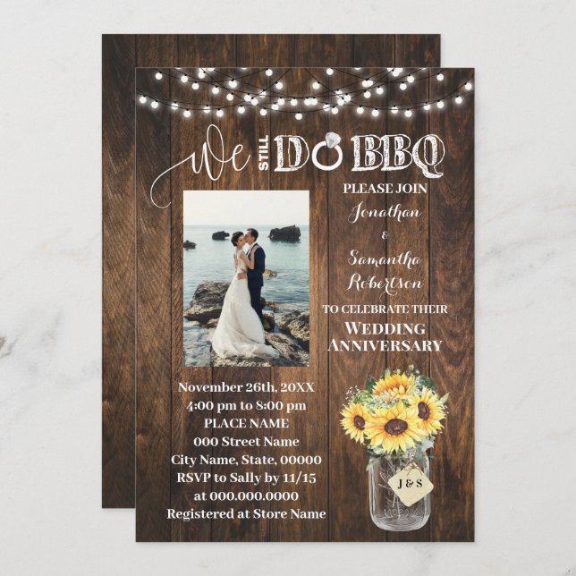 Invitación Western Sunflowers We still do Wedding Anniversary (Anverso / Reverso)