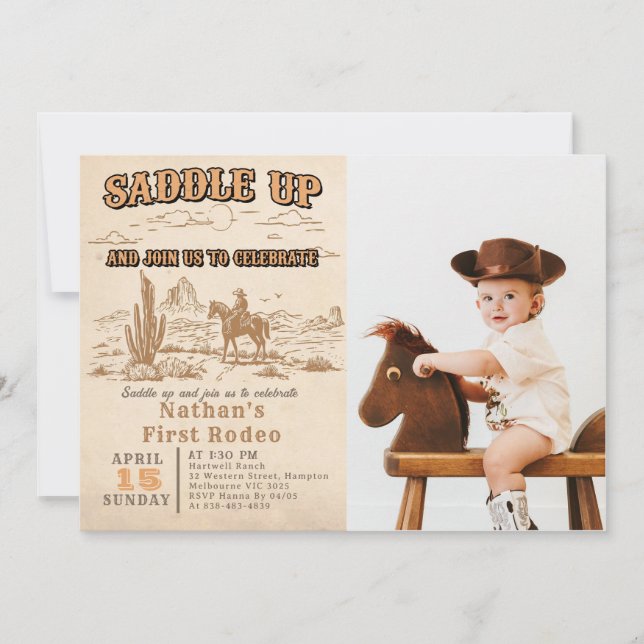 Invitación Western Vintage Rodeo Birthday Invitation (Anverso)