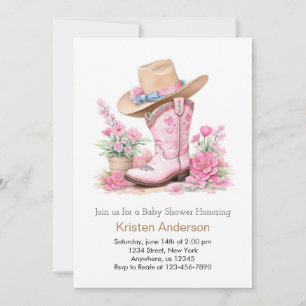 Invitación Western Watercolor Dream Cowgirl Baby Shower