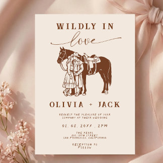 Invitación Western Wedding Wildly in love Hand Drawn 