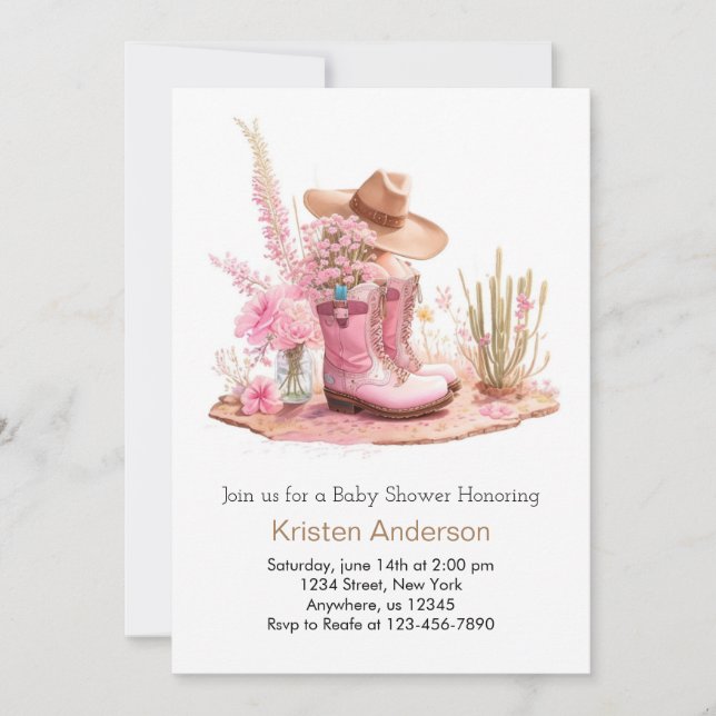 Invitación Western Wildflowers Adventure Cowgirl Baby Shower (Anverso)