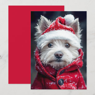 Invitación Westie festivo en la nieve