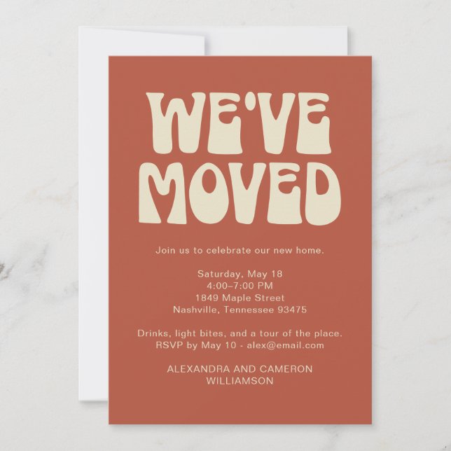 Invitación We've Moved Housewarming Party Rust Retro (Anverso)