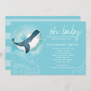 Invitación Whale Baby Boy Baby Shower