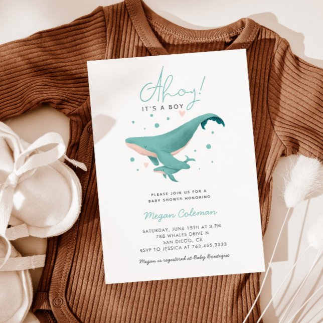 Invitación Whale Baby Shower Ahoy Es Un Niño (Subido por el creador)