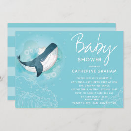 Invitación Whale Baby Shower Blue