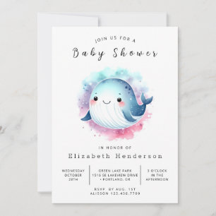 Invitación Whale Baby Shower, Personalizado caprichosa