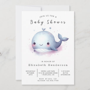 Invitación Whale Baby Shower, Personalizado de Whimsy